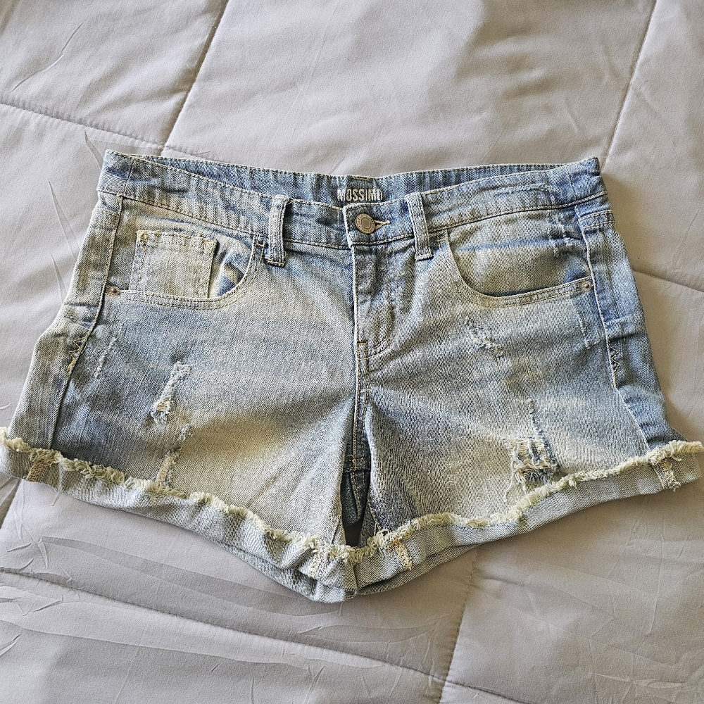 Mossimo Supply Co. Blue Jean Shorts with Frayed Hem - Size 13